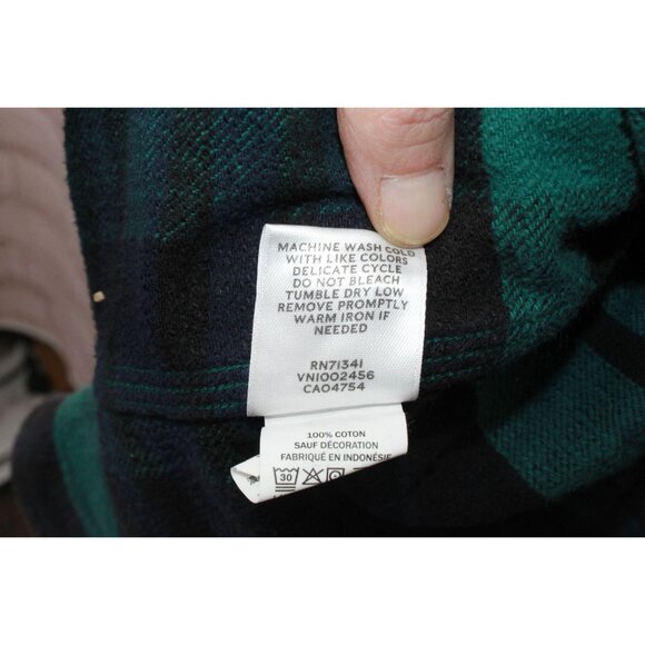 LL Bean Signature Heritage Textured Flannel Shirt Admiral Navy Size L - Picture 9 of 12